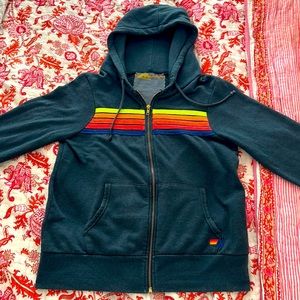 Aviator nation neon stripe zip up.